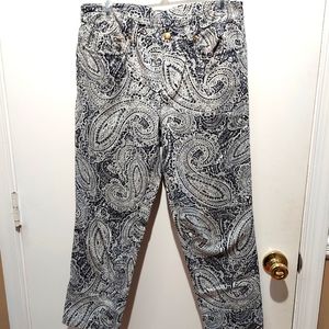 Women's Jones New York Paisley jeans. Size 8. Black and white
